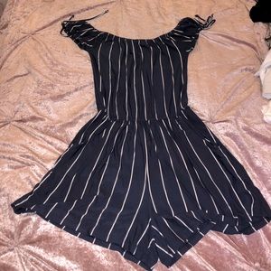 AMERICAN EAGLE OUTFITTERS Navy Blue Striped Romper